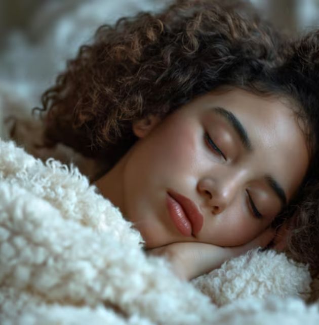 "Natural curls resting on a satin pillowcase, demonstrating how to reduce friction and maintain curl definition."