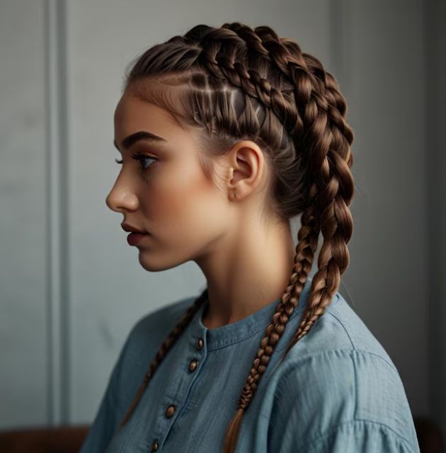 "Bridal hairstyle for short curly hair featuring a mohawk braid, combining edgy style with bridal elegance for a bold wedding look."